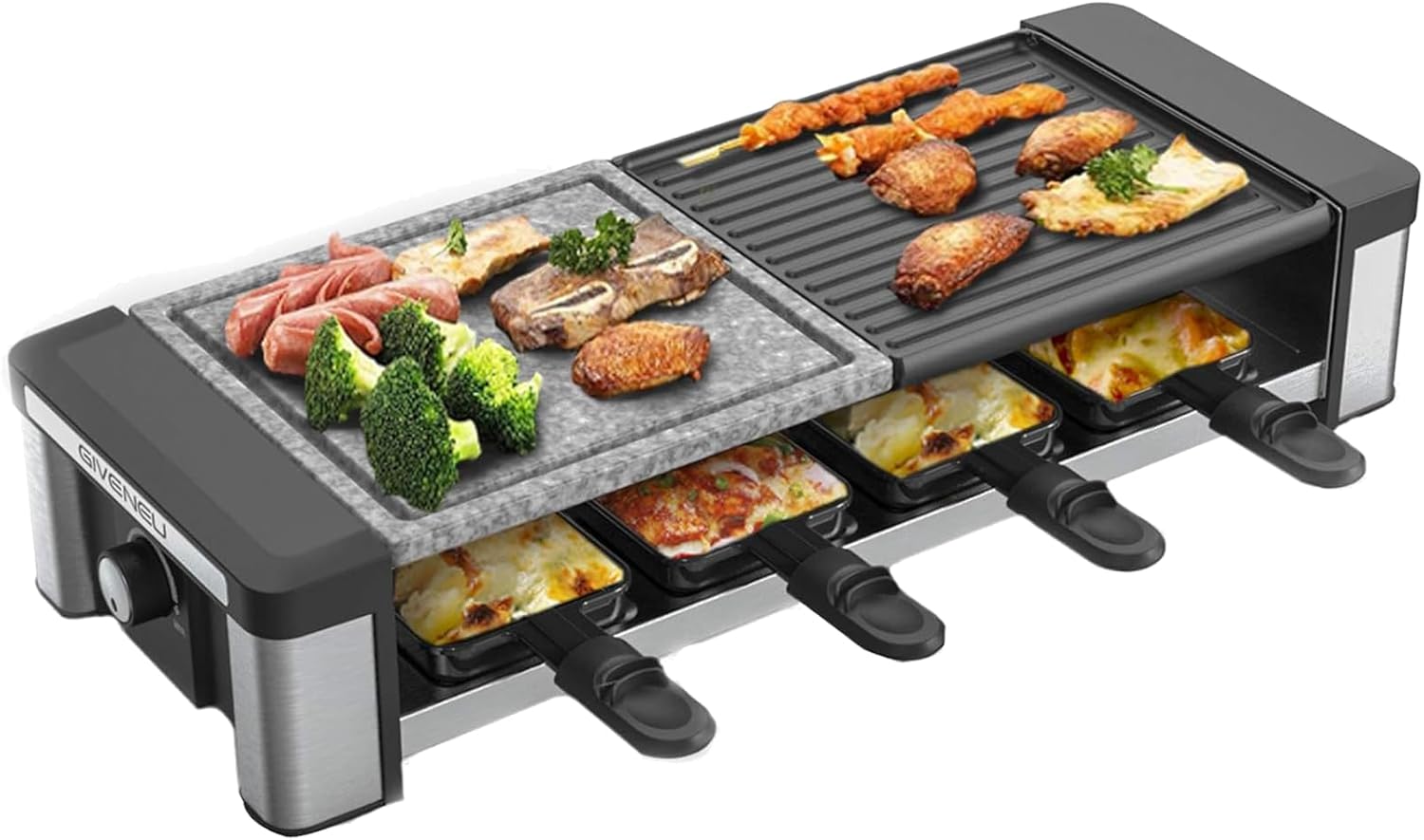 Raclette Grill Table - Raclette Grill 8 Person, 1200W Electric