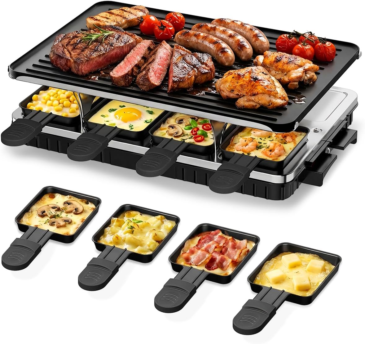 Raclette Grill Table - Electric Raclette Table Grill with 8