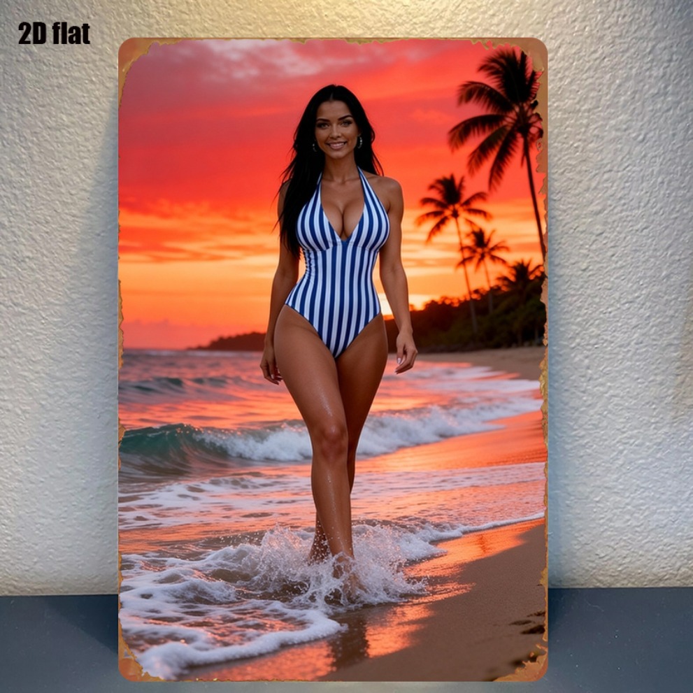 Retro Sunset Beach Girl Metal  – Kitchen Appliances Vintage recenzja i cena