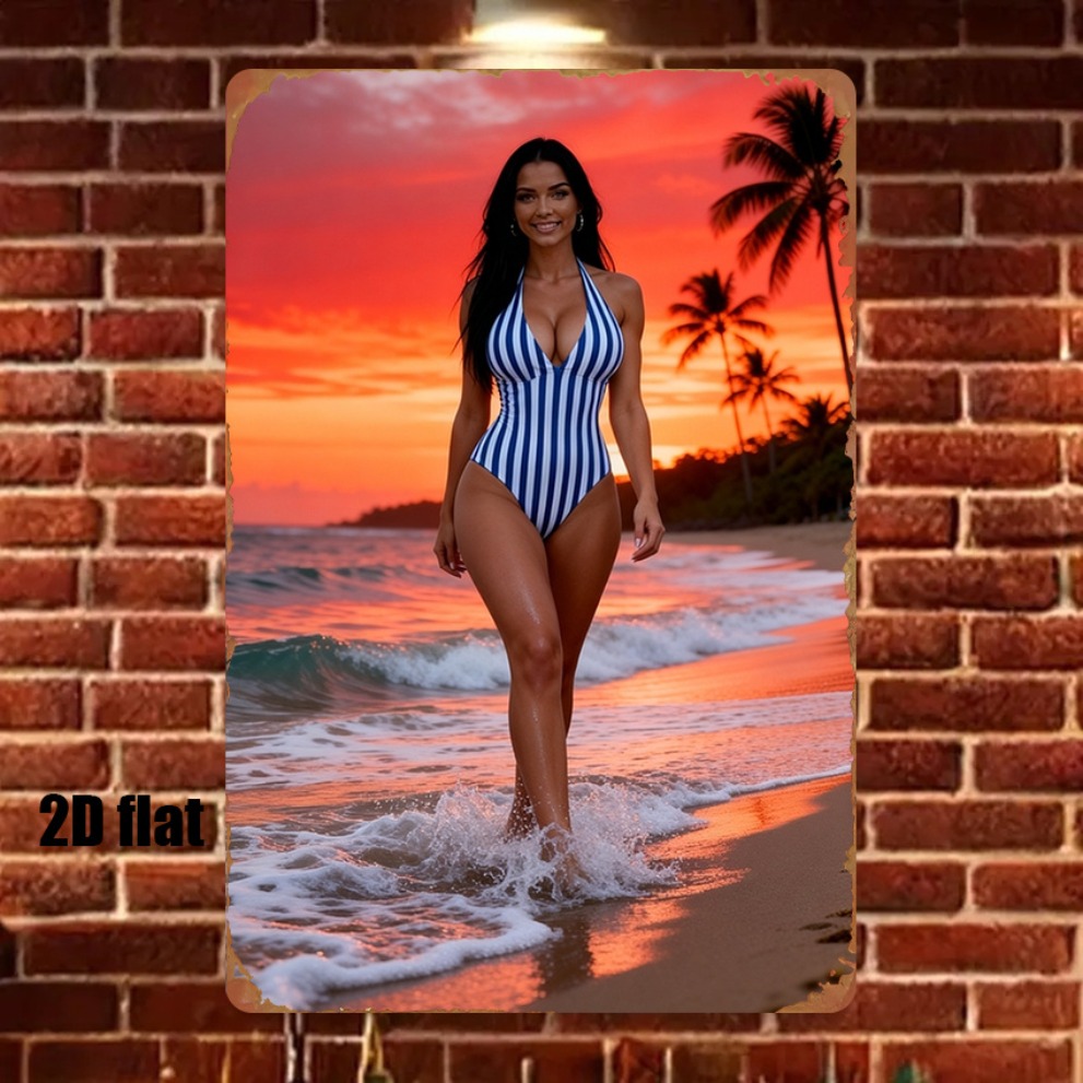 Retro Sunset Beach Girl Metal  – Kitchen Appliances Vintage recenzja i cena