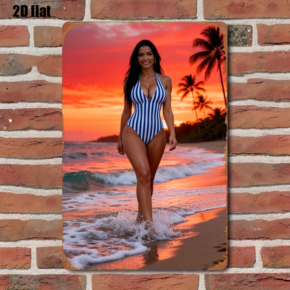 Retro Sunset Beach Girl Metal  – Kitchen Appliances Vintage recenzja i cena