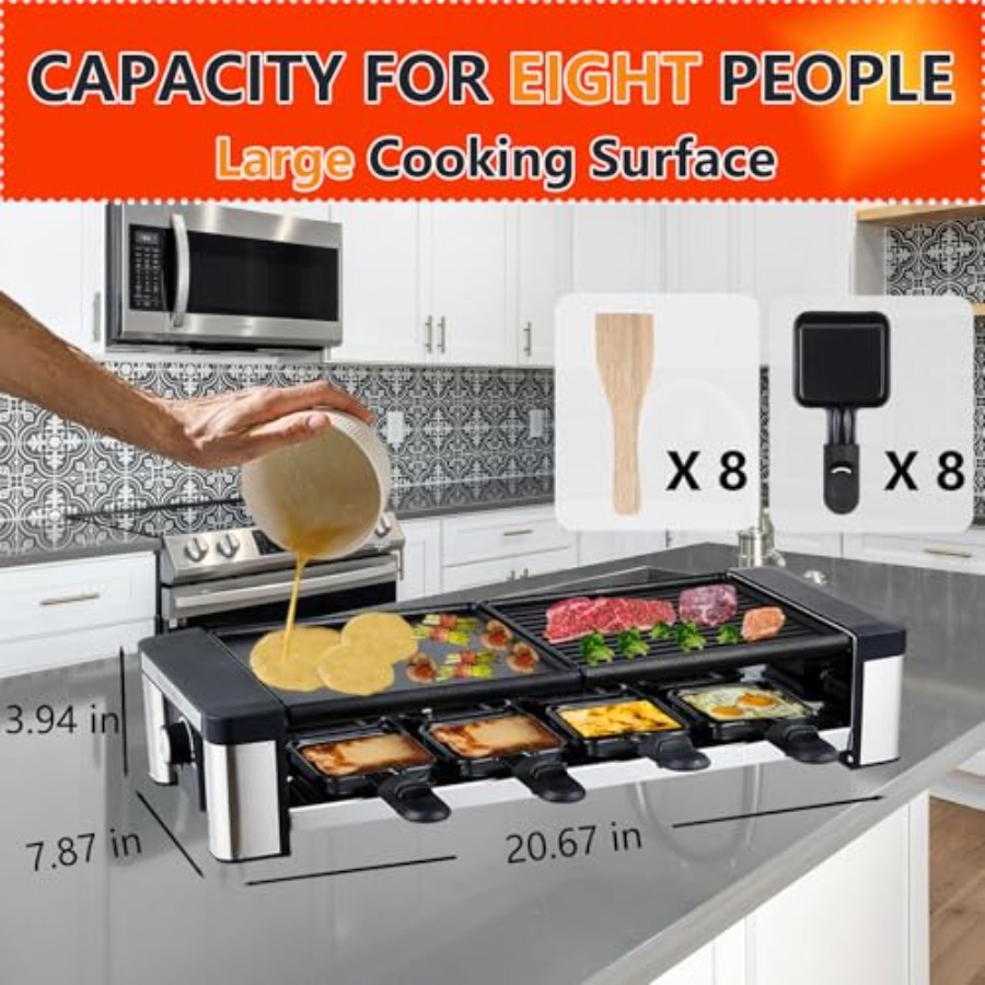 Raclette Grill 8 Person 1200W  – Raclette Grill Table recenzja i cena