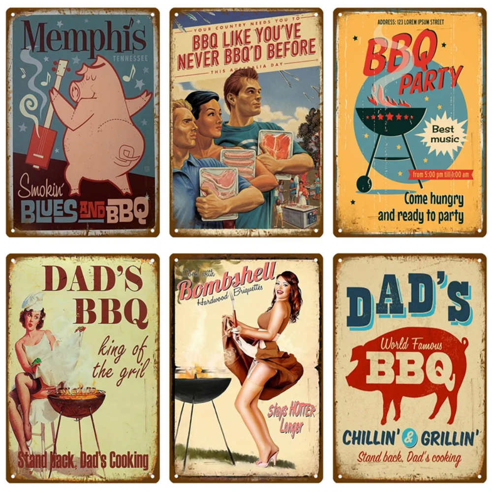 Retro BBQ Sign - Vintage Wall  – Kitchen Appliances Vintage recenzja i cena