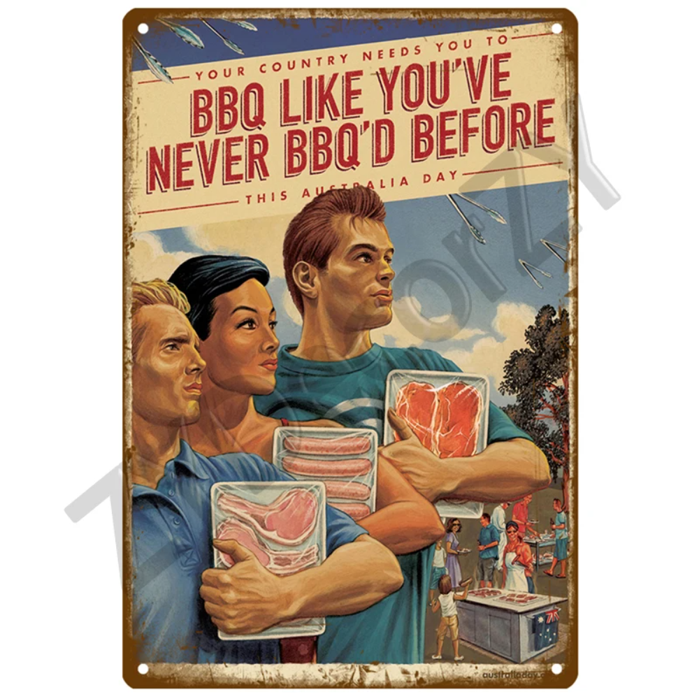 Retro BBQ Sign - Vintage Wall  – Kitchen Appliances Vintage recenzja i cena