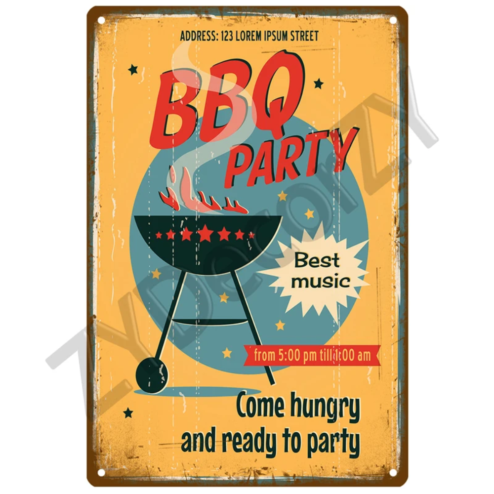 Retro BBQ Sign - Vintage Wall  – Kitchen Appliances Vintage recenzja i cena